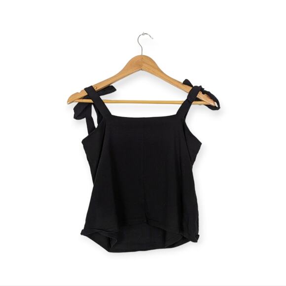 J. Crew Black Tie Shoulder Stretch Tank Top Size S - Picture 2 of 7